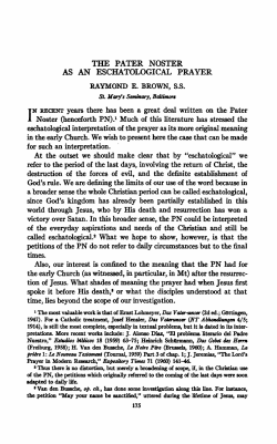 The Pater Noster as an Eschatological Prayer