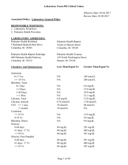 critical values - Palmetto Health