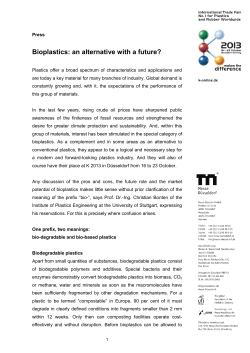 Bioplastics: an alternative with a future?