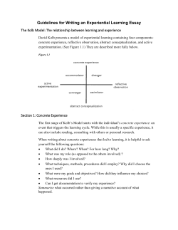 Guidelines for Writing an Experiential Learning Essay ()