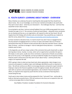 a. youth survey: learning about money - overview