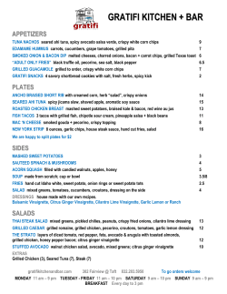 Our burger menu - gratifi kitchen + bar