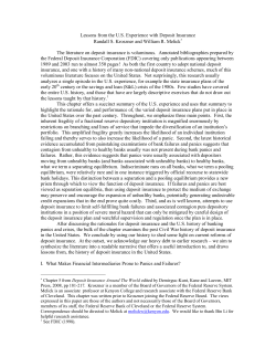 Lessons From the U.S. Experience With Deposit