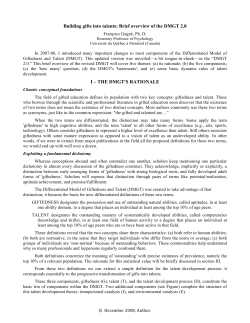 Building gifts into talents - brief overview of the DMGT