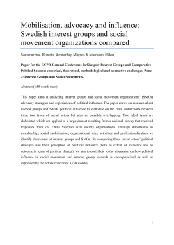Mobilisation, advocacy and influence: Swedish interest groups and