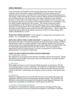 a zone change information packet