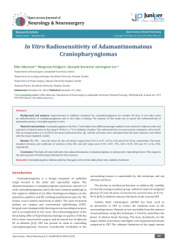 In Vitro Radiosensitivity of Adamantinomatous Craniopharyngiomas
