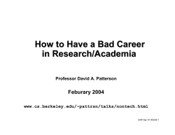 How to Have a Bad Career in Research/Academia