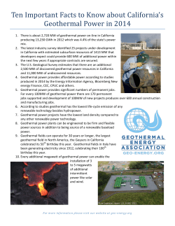 Ten Important Facts to Know about California`s Geothermal Power in