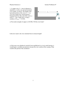 Physical Sciences 2 Section Problems #7 1 1. A copper wire d = 1