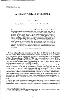 A Cluster Analysis of Insomnia
