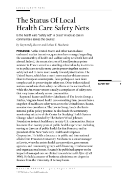 The Status Of Local Health Care Safety Nets