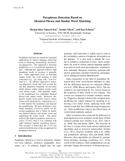 Paraphrase Detection Based on Identical Phrase and Similar Word