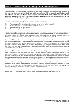 Unit 7 - Reinstatement in hot-lay bituminous materials