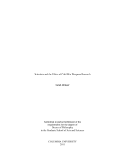 Scientists and the Ethics of Cold War Weapons Research Sarah