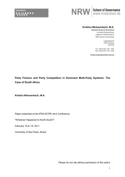 1 Party Finance and Party Competition in Dominant Multi