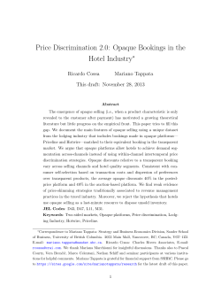 Price Discrimination 2.0: Opaque Bookings in the Hotel Industry