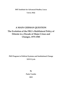 A MAIN GERMAN QUESTION The Evolution of the - IMT E