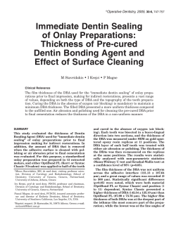 Immediate Dentin Sealing of Onlay Preparations