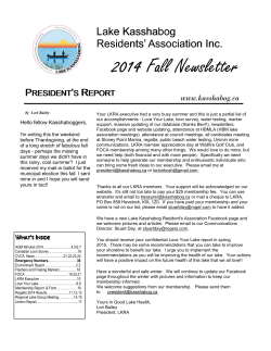 Fall Newsletter 2014 - Lake Kasshabog Residents` Association