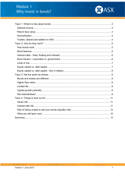 Module 1 Why invest in bonds?