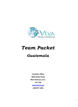 Team Packet - Fe Viva World Missions