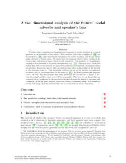A two dimensional analysis of the future: modal adverbs and