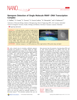 Nanopore Detection of Single Molecule RNAP&ndash;DNA Transcription