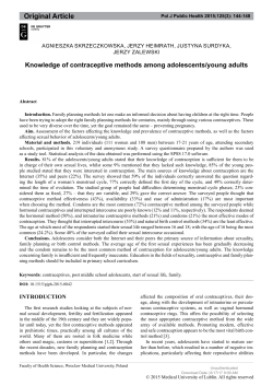 Knowledge of contraceptive methods among adolescents/young
