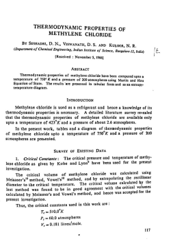 THERMODYNAMIC PROPERTIES OF METHYLENE CHLORIDE