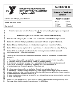 Legislative Bill - Kentucky YMCA Youth Association