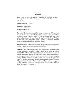 A Maryland Case Study in Georges Creek Coal