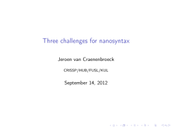 Three challenges for nanosyntax