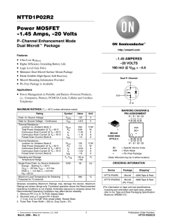 NTTD1P02R2 Power MOSFET &minus;1.45 Amps, &minus;20 Volts