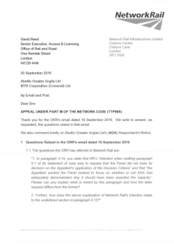 Network Rail response letter to Appeal under Part M of the Network