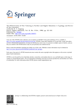 The Effectiveness of Peer Tutoring in Further and Higher Education
