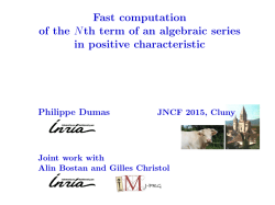 Fast computation of the Nth term of an algebraic series in positive