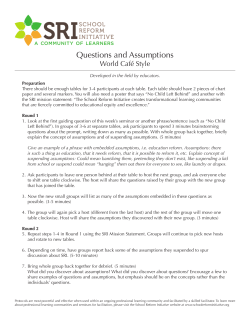 Questions and Assumptions - School Reform Initiative