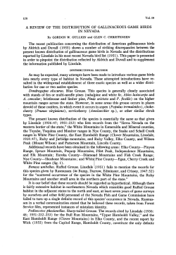 A Review of the Distribution of Gallinaceous Game Birds in Nevada