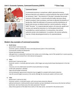 Economic Systems, Command Economy