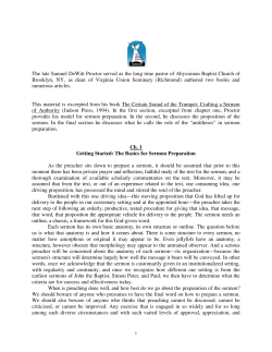 The Basics for Sermon Preparation