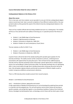 History of Art, Diploma