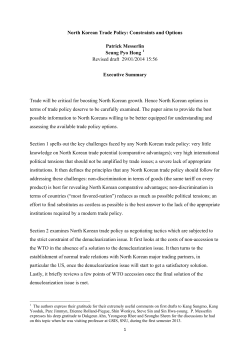 North Korean Trade Policy: Constraints and