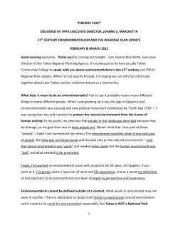 FIRESIDE CHAT - Tahoe Regional Planning Agency