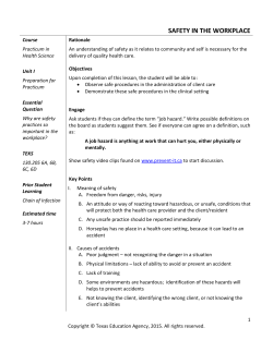 SAFETY IN THE WORKPLACE