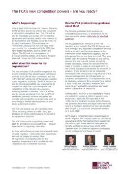 The FCA`s new competition powers