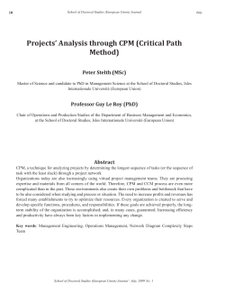 Projects` Analysis through CPM - Isles International University
