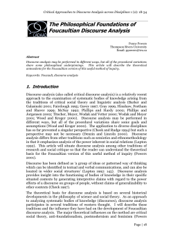 The Philosophical Foundations of Foucaultian Discourse Analysis