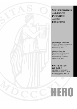 SERVICE MOTIVES AND PROFIT INCENTIVES AMONG