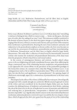 Jorge Sacido, ed. 2012. Modernism, Postmodernism, and the Short